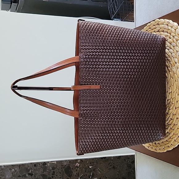 SALVATORE FERRAGAMO Bice Brown Woven Leather Tote - Picture 2 of 8